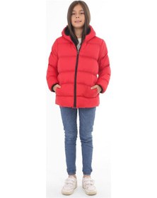Resim Spor Kız Çocuk Polarlı Kapüşonlu Su Geçirmez Rüzgara Dayanıklı Cepli Şişme Kışlık Mont-212 Kırmızı 