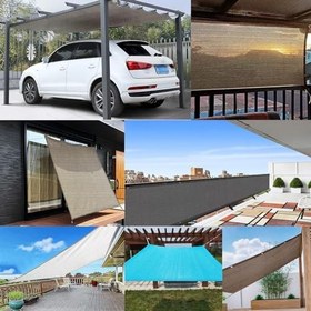 Resim Çok Renkli 2,4 x 5 m HDPE Tente Montaj Halatları ile - Balkon, Veranda ve Bahçe için Nefes Alabilir ve Su Geçirgen Güneş Koruma Çatısı - UV Dayanıklı Gri Gölgelik 