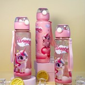 Resim 1 Tek Boynuzlu Temalı 700ml Spor Su Şişesi, Pipet ve Taşıma Döngüsü ile - Dayanıklı Polikarbonat, Mat Pembe, Dış Mekan Aktiviteleri için İdeal 