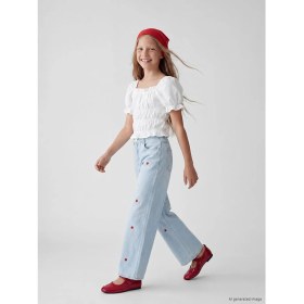 Resim LC Waikiki Lcw Kids Indigo Wideleg Çilek Nakışlı Kız Çocuk Jean Pantolon 