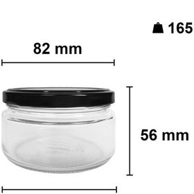 Resim 230 Ml Metal Siyah Kapaklı 230 Cc Cam Konserve Kavanoz 48 Adet 