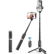 Resim Rogfer Q12 Gizli Tasarım Güçlendirilmiş Bluetooth Uzaktan Kumanda Tripod Selfie Çubuğu Siyah 