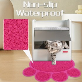 Resim Kaymaz Su Geçirmez Kedi Kumu Matı, Pati Baskılı Tasarım - Dayanıklı PVC, Sıçramaya Karşı Koruyucu Evcil Hayvan Pedi, Kedi ve Köpekler İçin İdeal, Kedi Kumu Alanı İçin Kedi Kumu Matı 