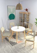 Resim VİLİNZE Ege Sandalye Avanos Yuvarlak Ahşap Mutfak Masası Takımı - 90x90 Cm 