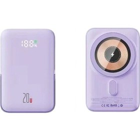 Resim Ally Q15 PD 20 W Magsafe Uyumlu Hızlı Şarj 10000 mAh Powerbank Standlı - Mor 