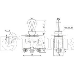 Resim Ic 155 Toggle Switch 3P Mom Off Mom 12 MM 3 Bacaklı 