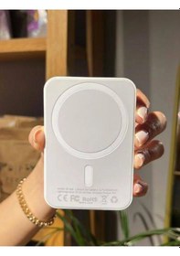 Resim Apple Uyumlu iPhone iOS Magsafe Battery Pack Kablosuz Powerbank Şarj Megsafe Powerbank 5000 Mah. Çok Renkli 