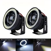 Resim 2 adet Araba Beyaz LED Projeksiyon Melek Gözleri Halka Işık Lambası 8.89cm Braketli 