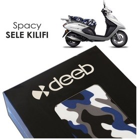 Resim Deeb Honda Spacy Kamuflaj Sele Kılıfı Lacivert Beyaz 
