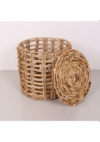 Resim Side Doğal Abaka 33x33 Cm Kapaklı Çamaşır Ve Dekorasyon Sepeti Bej 