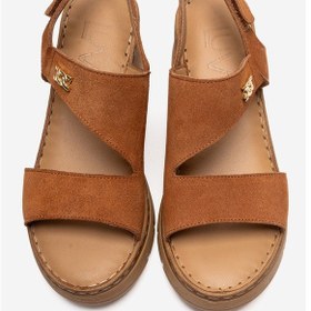 Resim Luvishoes Sophıe Taba Süet Hakiki Deri Kadın Dolgu Topuklu Sandalet Taba 