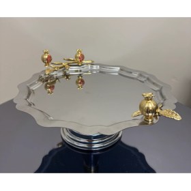 Resim Çelik Yuvarlak Dalgalı Nar Aksesuarlı Kek Kurabiye Standı Ayaklı Ikramlık 