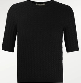 Resim Siyah Örgü Desenli Kadın Kazak - SİYAH / 36 