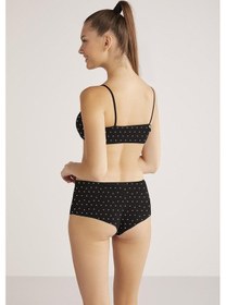 Resim Kom Polka Puantiyeli Kadın Şort Siyah 001 