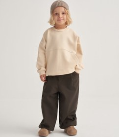 Resim Unisex Çocuk Gabardin Paça Detaylı Pantolon Haki - 1-2 Yaş 