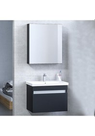 Resim Turkuaz Frame Etajerli Lavabo 65X45Cm Ve More 65 Banyo Dolabı Siyah 