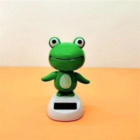 Resim Sunshine022 Güneş Enerjili Kurbağa Araba Dekoru Abs Malzeme Yeşil Yaratıcı İç Aksesuar 