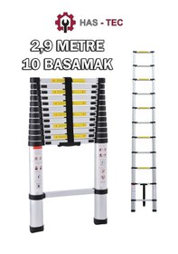 Resim Teleskopik Merdiven 2,9 Metre 10 Basamaklı Düz Uzayan 