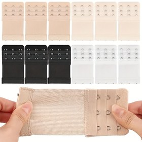 Resim 3 Kancalı 12 Adet Sütyen Uzatıcı, Büyük Beden Yumuşak Konforlu Sütyen Askı Uzatma (Siyah, Beyaz, Ten Rengi, Bej) 