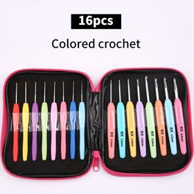 Resim 16 parça Tığ Seti, Romatizmalı Eller İçin Ergonomik Sap, Üstün Sonuçlar İçin Pürüzsüz Örgü İğneleri ve 24/7 El İşi, Renkli Tığlarla Tüm Mevsimler İçin DIY Tığ Kiti, Dayanıklı Plastik Malzeme, Şallar, Ayakkabılar ve Daha Fazlası İçin İdeal 