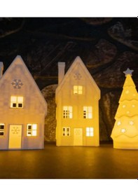 Resim Kar Taneli 3lü Kış Evleri - 2 Noel Evi 1 Çam Ağacı Konseptli Dekoratif Ev Ve Yılbaşı Süsleri 0 