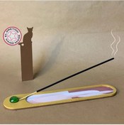 Resim Uretti - Pınar 6606 - El Yapımı Bohem Tarzı Tütsü Kayığı - 5 X 25 Cm / Kedi Kitap Ayracı Hediyeli Bej 