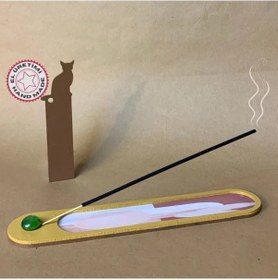 Resim Uretti - Pınar 6606 - El Yapımı Bohem Tarzı Tütsü Kayığı - 5 X 25 Cm / Kedi Kitap Ayracı Hediyeli Bej 