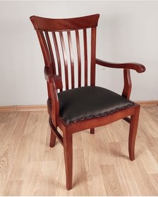 Resim Masifart Aden 7115 Şerif Kollu Sandalye Klasik Ceviz İpekmat 