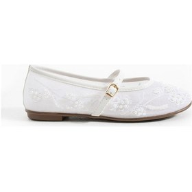 Resim Madrid Beyaz File Gelinlik Ayakkabı İnci Nakış Detaylı Nikah Davet File Beyaz 