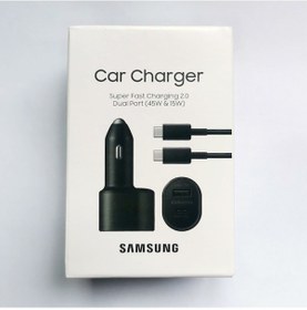 Resim Samsung Süper Hızlı Araç Şarj Cihazı 45w + 15w Çift Bağlantı Noktalı Pd Qc Adaptif Hızlı Şarj Galaxy S22 S21plus S9 S10 + Note20 Xiaomi İphone Uyumlu 