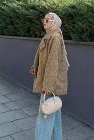 Resim lamelif Sakal Kumaş Kaban Soft Kahve 