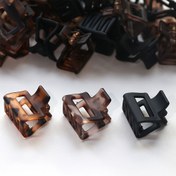 Resim 12 adet Kadın Moda Boş Kehribar Siyah Kare Pençe Tokaları Vintage Leopar Baskılı, Mat ve Parlak Yüzeyli, 0.86 inç/2.2 cm Küçük Boy Saç Aksesuarları 