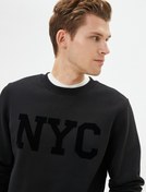 Resim Bisiklet Yaka Sweatshirt Slogan Baskılı Uzun Kollu 