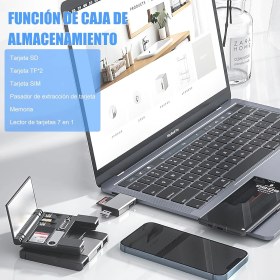 Resim Foxyn Fxn-7sk Otg 7 In 1 Lightning Type C USB Hafıza Kart Okuyucu iPhone Android Kart Saklama Kutusu 