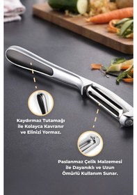 Resim Primanova Paslanmaz Çelik Yatay Soyucu - Metalik Metalik Gri 