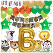Resim Safari Konsepti B Harfli Doğum Günü Parti Kutlama Seti; Harf Ve Y 
