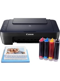 Resim Canon E414 Bitmeyen Kartuşlu Çok Fonksiyonlu Yazıcı 2 Kartuş ile 3000 Sayfa Renkli Baskı 