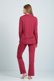 Resim Moda Clubu Bebe Yaka Mürdüm Pijama Takımı 