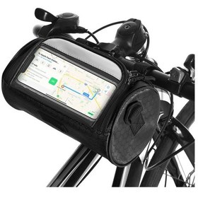 Resim Tenfowee Siyah Bisiklet Kumaşı Çanta - Pvc Kaplama Su Geçirmez - 21x11cm - Vites Çubuğu Ön Çantası - Bisiklet/elektrikli Bisiklet Malzemesi Siyah 