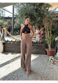 Resim WeShaya Vizon Keten Düz Paça Pantolon Vizon 