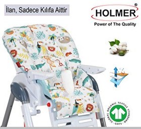 Resim Holmer Leke Tutmaz Organik Mama Sandalyesi Minderi - Kılıfı Max-M Su Yeşili 