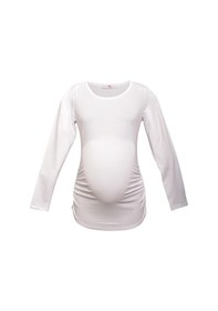 Resim Luvmabelly 2301-2309 Pamuklu Uzun Kollu Hamile T-shirt-beyaz 