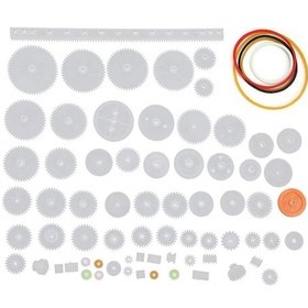 Resim 60 Parça Plastik Dişli Seti Oyuncak Robot Araba Gear Dıy Kremayer Çark Kasnak Lastik Sonsuz Dişli 