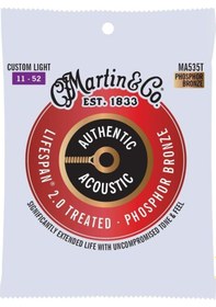 Resim Martin Co Ma535t Sp Lifespan 2.0 Treated Akustik Gitar Teli Custom Light 11-52 