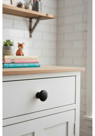 Resim Mat Siyah Plastik Mantar Düğme Mobilya Kulpu - Tek Vidalı - Dolap Ve Çekmece Kulpu Mat Siyah 