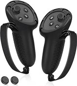 Resim YRXVW Controller Grips Compatible with Oculus/MetaQuest 3 Accessories, Silicone Anti Throw Hand Grips Protective Cover with Adjustable Knuckle Strap for Quest 3 (Black) 