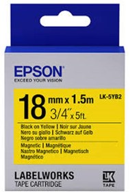 Resim Epson LK-5YB2 Mıknatıslı Sarı Üzeri Siyah 18mm 9Metre Etiket 