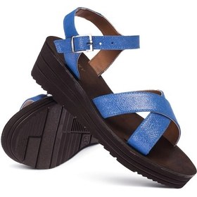 Resim Deery Hakiki Deri Mavi Kadın Sandalet Mavi (492261196) Mavi 