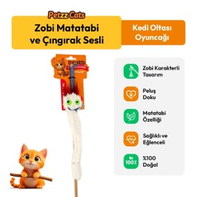 Resim PetzzCats Zobi Matatabi ve Çıngırak Sesli Kedi Oltası Oyuncağı Beyaz 42 Cm 
