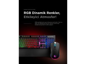 Resim Rampage KM-RX7 FORTUNA V2 Gökkuşağı Aydınlatmalı USB Siyah Gaming Combo Q Gaming Klavye + 12800 dpi Mouse 